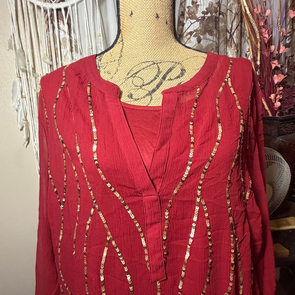 Catherines Red Sequin Blouse